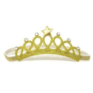 Los Angles Boutique Baby Girl Elastic Gold Shimmer Glitter Crown Headband 0-12m